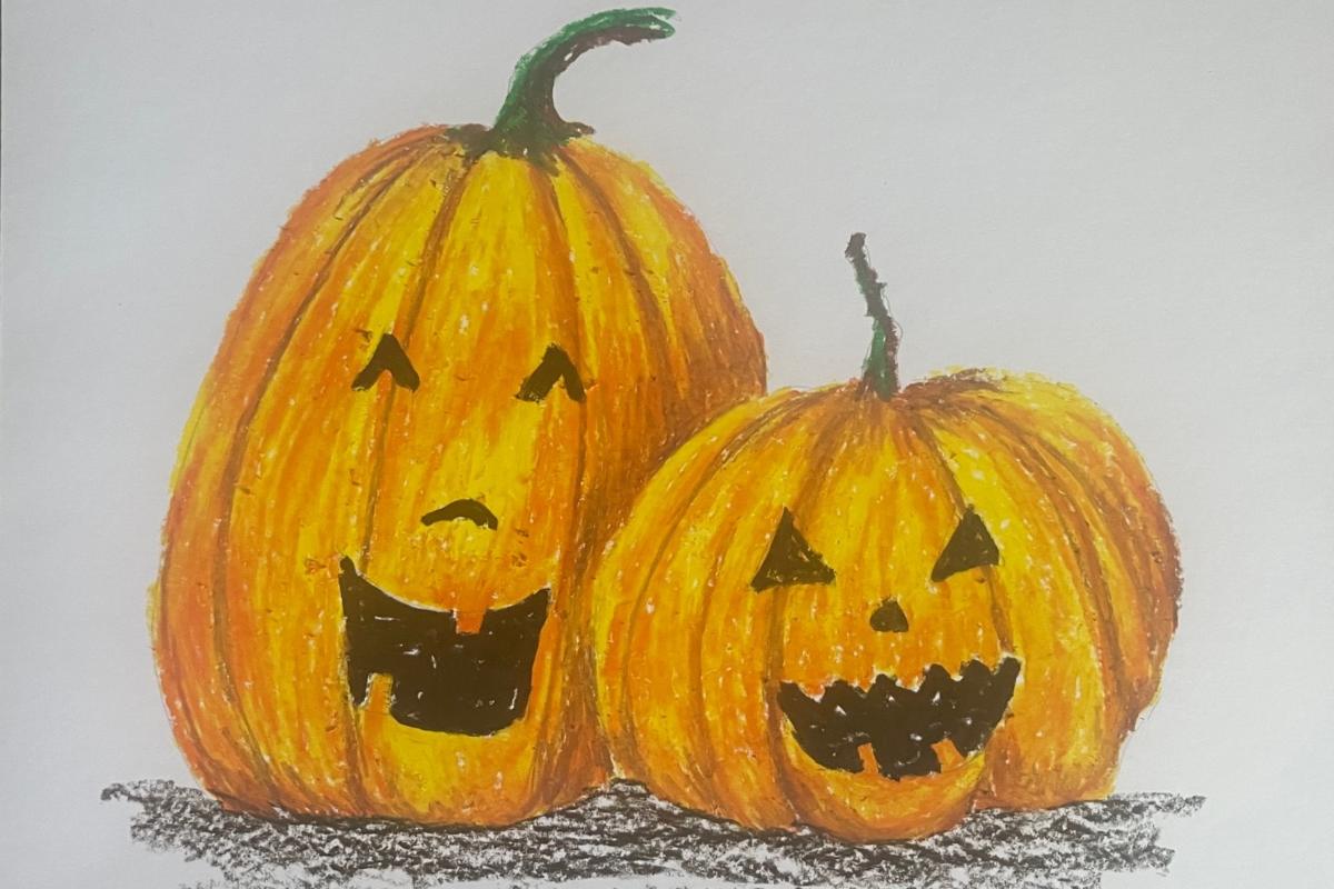 Oil Pastel Resistant Pumpkin Art Project - StartsAtEight